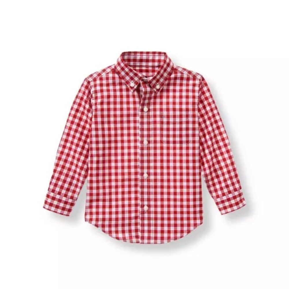 Janie and jack crimson plaid poplin shirt